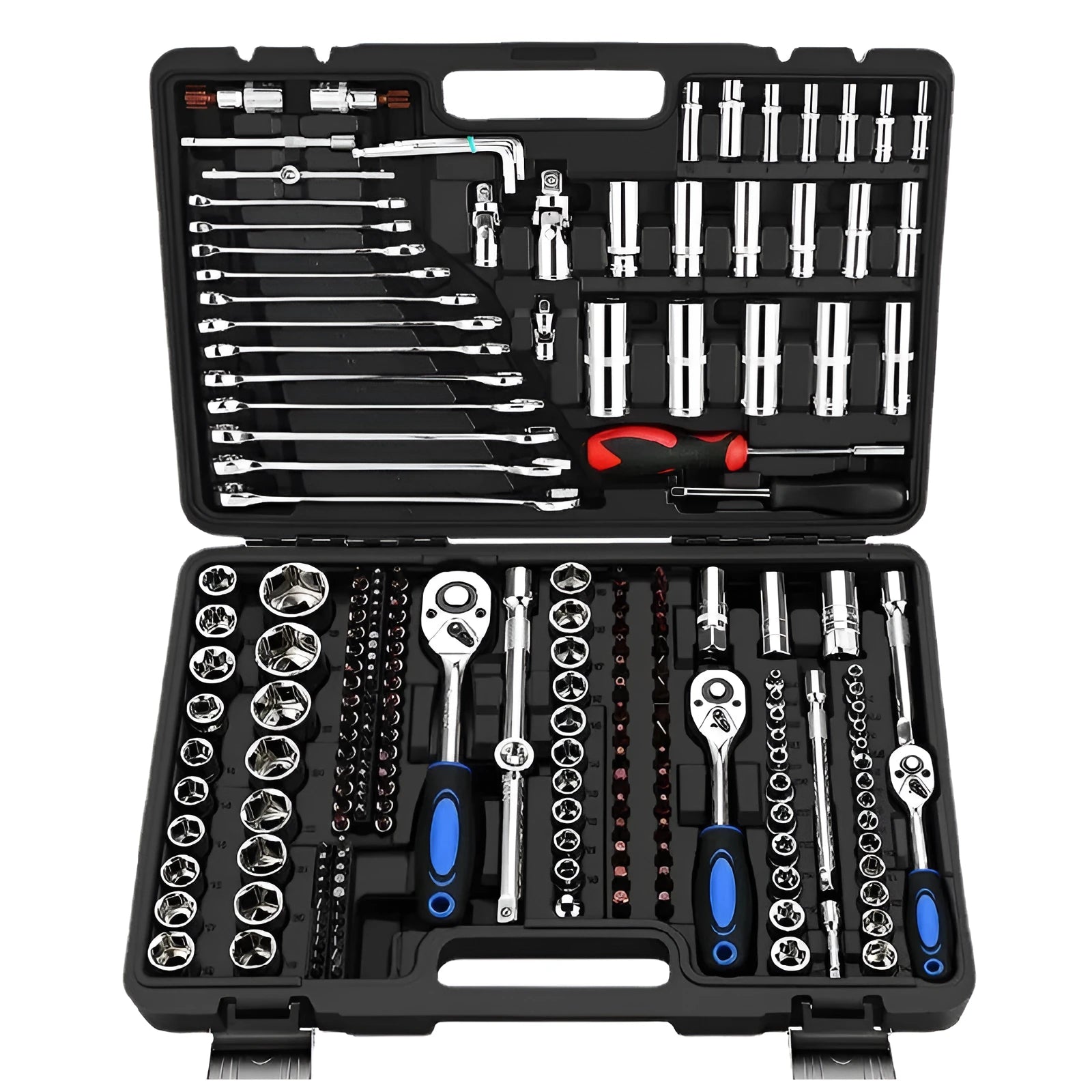 Chromium vanadium steel socket ratchet wrench set for auto and home repair