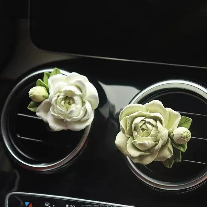 Jasmine car perfume solid air freshener vent clip in beige white or fresh green
