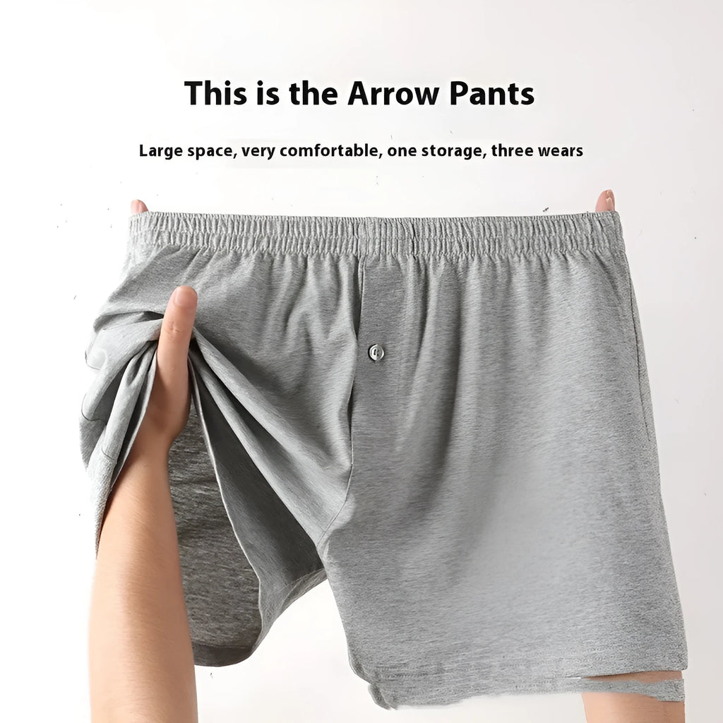 Men's cotton high-waist boxer shorts in light grey, dark blue and black colours