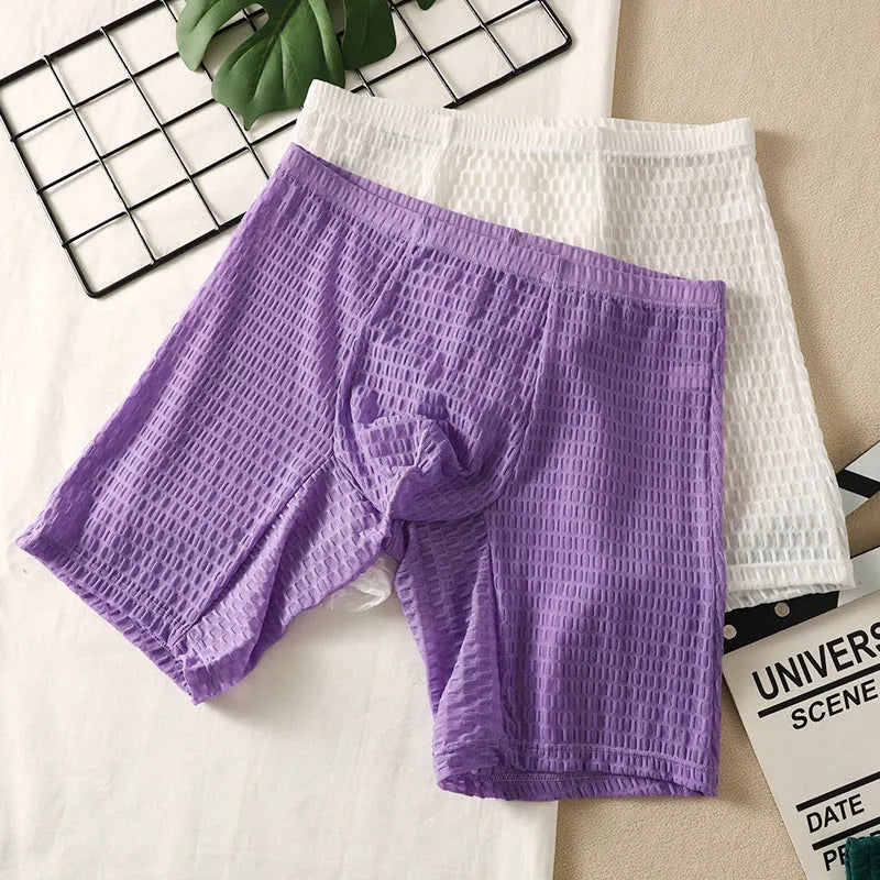 Men's lace fabric shaping boxer shorts with lengthened hip design in multiple colours
