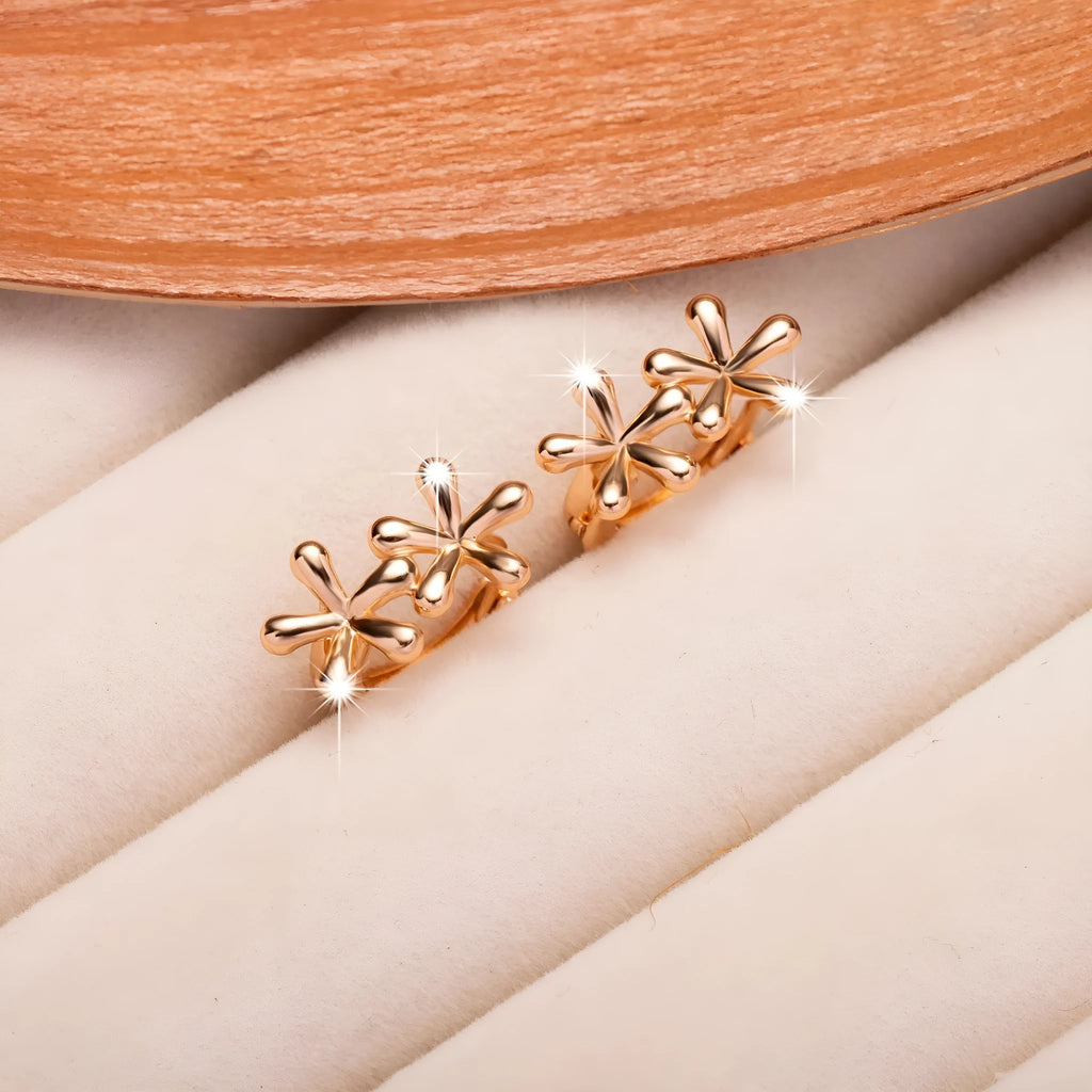 Rose gold waterdrop flower earrings with circular shape and electroplated finish