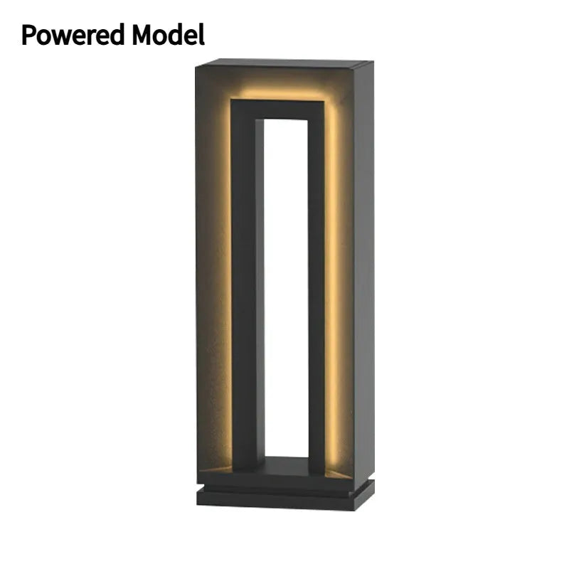62cm tall solar courtyard lamp with geometric abstract design for outdoor garden lighting
