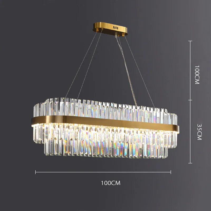Crystal multi-head chandelier with stainless steel body and adjustable height for ceiling lighting