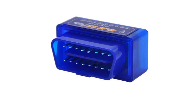Mini Bluetooth OBD2 automotive diagnostic fault code scanner measuring 45x25x65mm