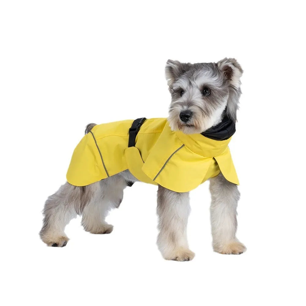 Waterproof polyester dog poncho in British style for small to medium dogs, available in multiple colours