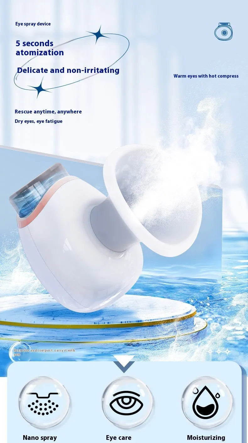 White and purple household eye humidifier with lithium battery power for portable moisturising