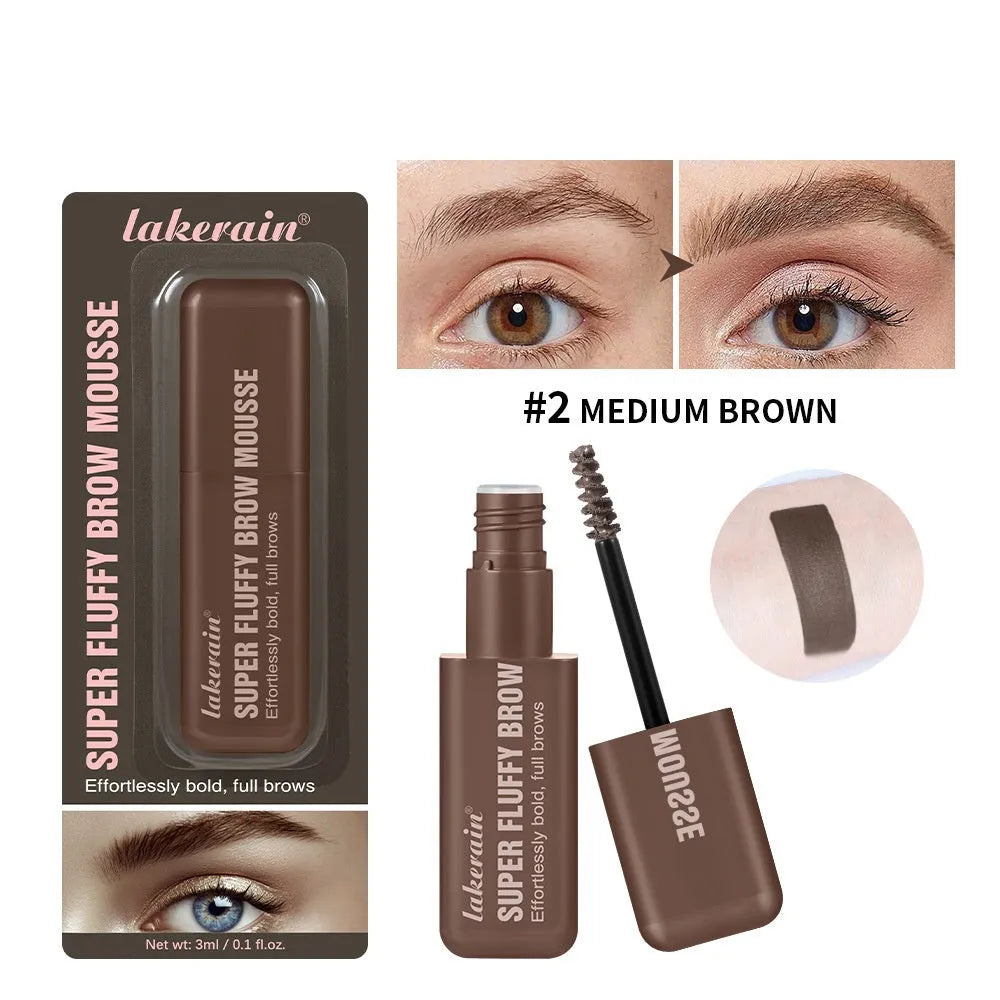 Eyebrow cream mousse tube for long-lasting brow definition in six colour shades.