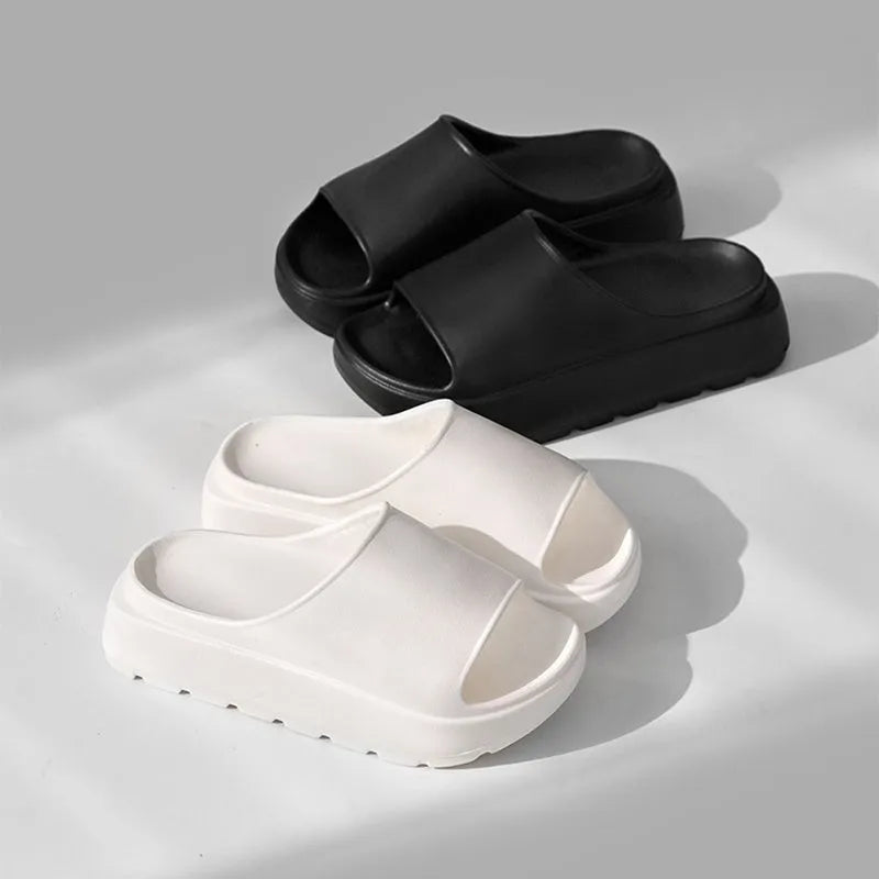 Women's fish mouth slippers with thick 5.5cm EVA soles in beige, black, khaki and rose red colours