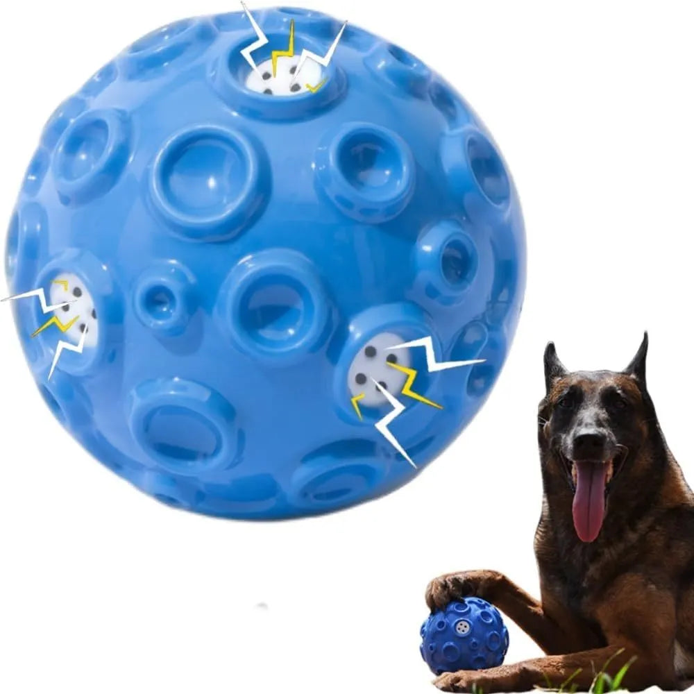 Durable natural rubber dog toy ball with squeaky sound for aggressive chewers in black blue green orange yellow