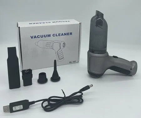 Wireless car vacuum cleaner in gold or silver with 200ml dust bucket, measuring 165x140x90mm