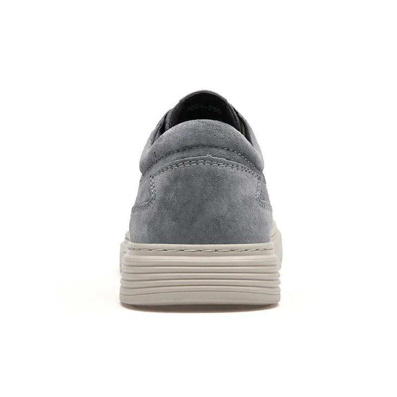 Men's grey and sand casual skate shoes with pigskin upper and rubber sole for all-season wear