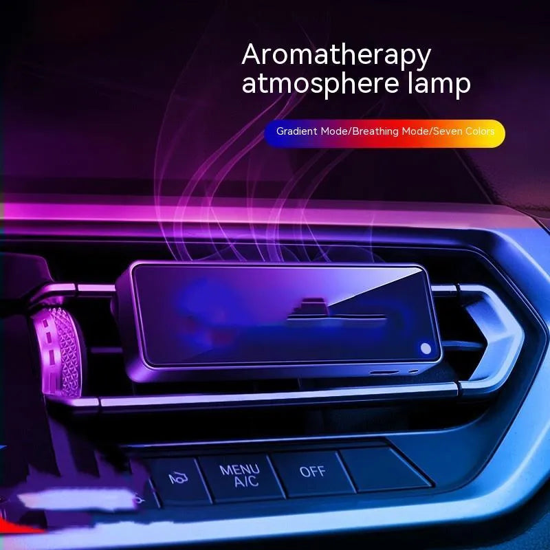 Black LED car air outlet perfume with ambient lighting and fragrance sticks