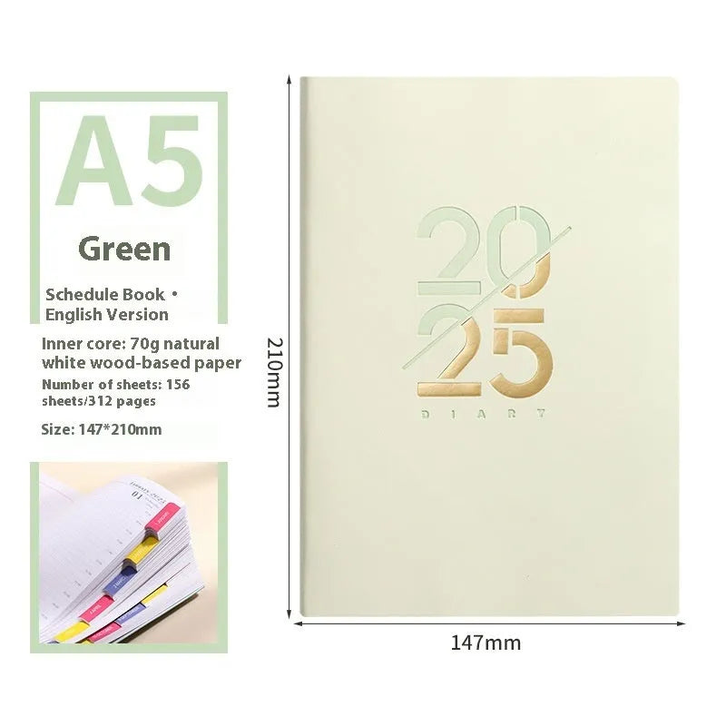 Soft leather A5 daily schedule book with 150 sheets in multiple colour options