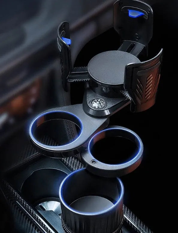 Carbon black adjustable car cup holder with retractable base for 6.5-10 cm drink bottles