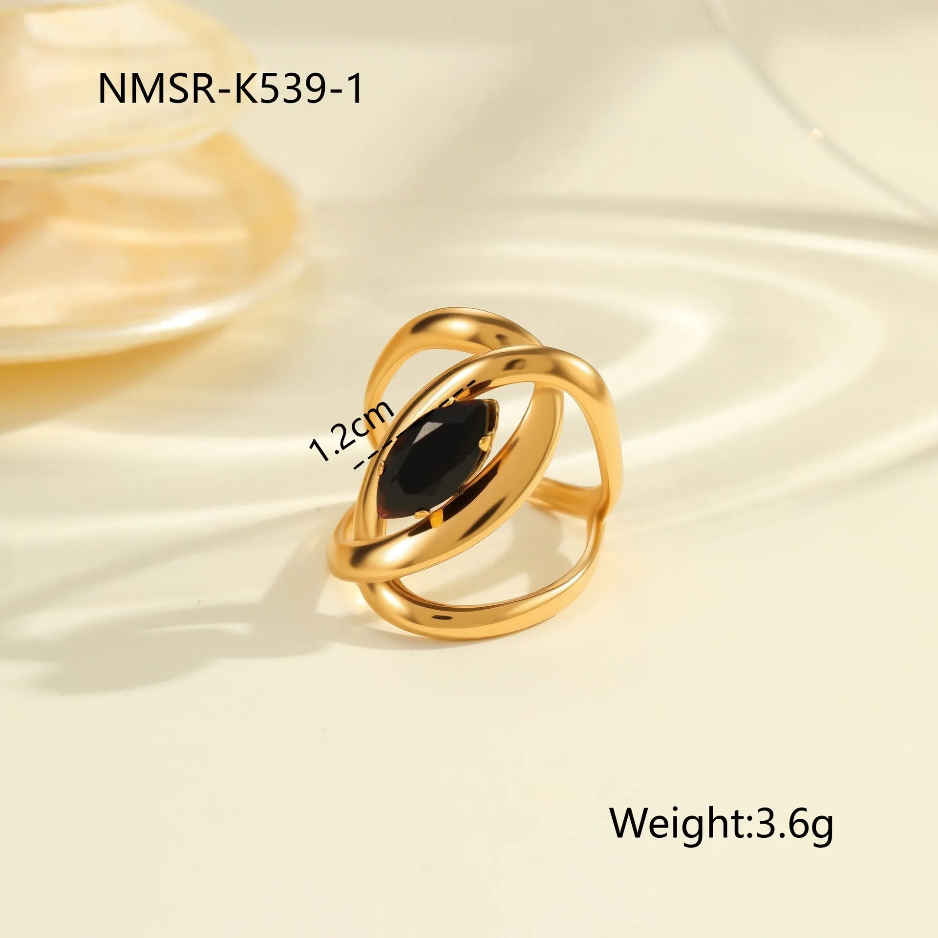 Women's titanium steel ring with geometric open mouth design and inlaid zircon stones