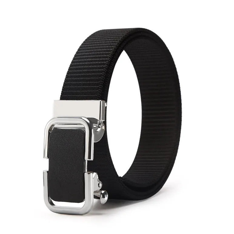 Men's nylon canvas belt with alloy buckle and toothless clasp in khaki colour