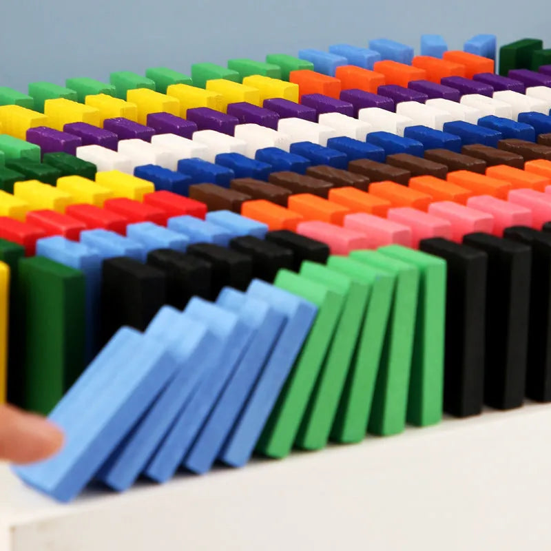 120-piece wooden rainbow domino blocks in 12 colours with pine wood construction