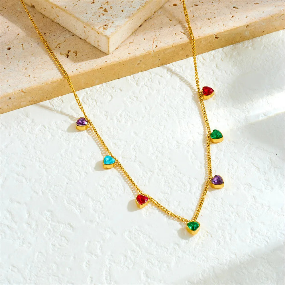 Women's gold-plated stainless steel heart necklace with adjustable 41-50cm chain