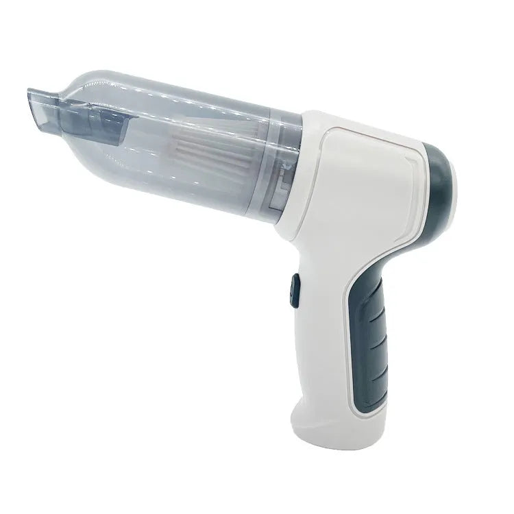 Wireless car vacuum cleaner in gold or silver with 200ml dust bucket, measuring 165x140x90mm