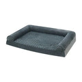 Light grey cloth dog kennel with fleece lining for a large dog, showing removable cover.