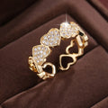Geometric heart design adjustable opening couples ring in gold or silver colour options