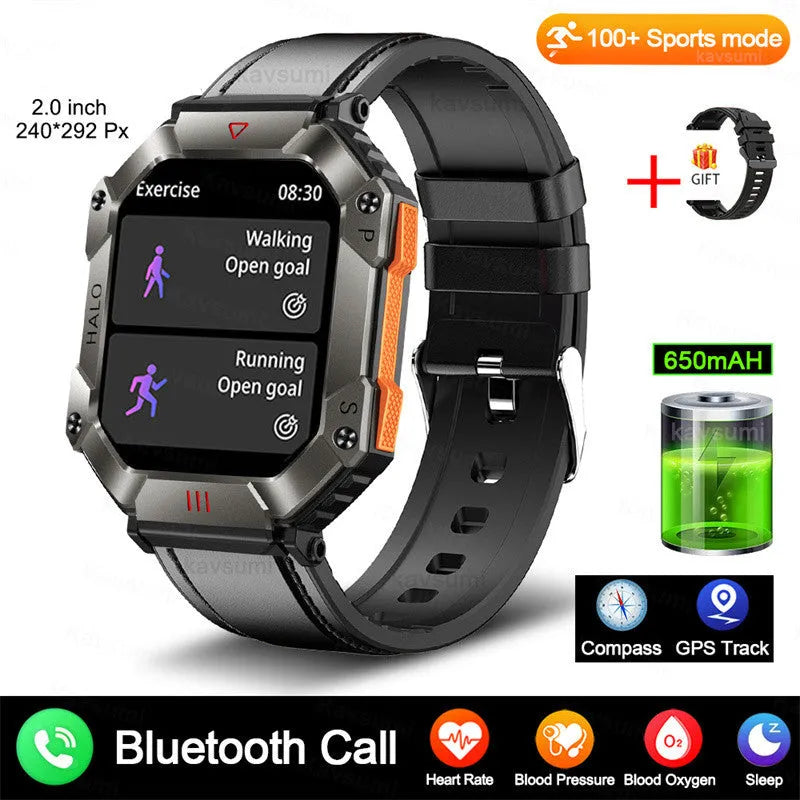 Android GPS smart watch with titanium case and multiple strap options including black camouflage and brown leather