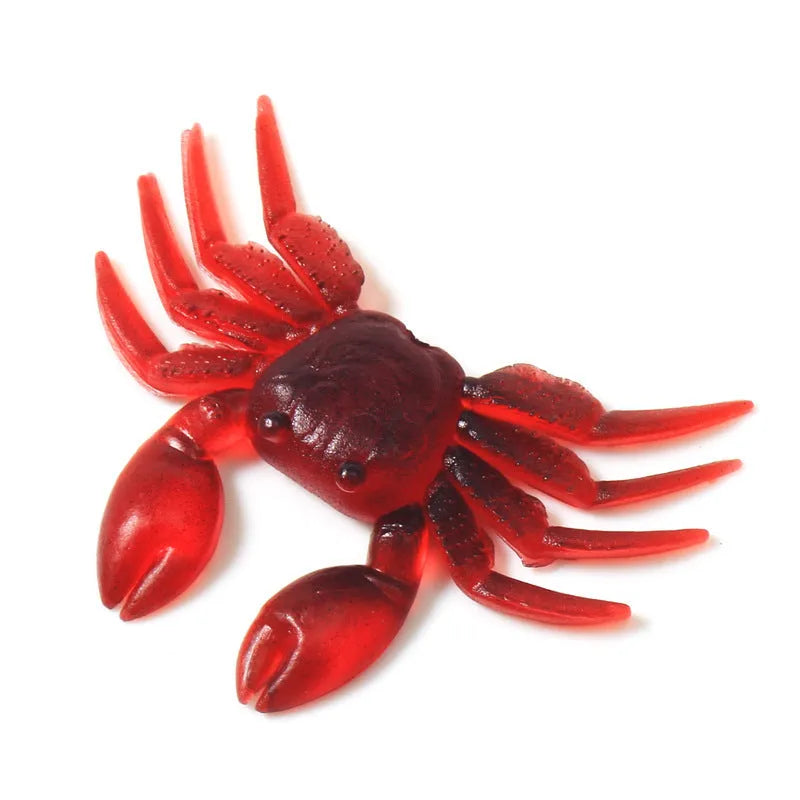 8cm PVC soft crab fishing lure shown in brown and red colour variations