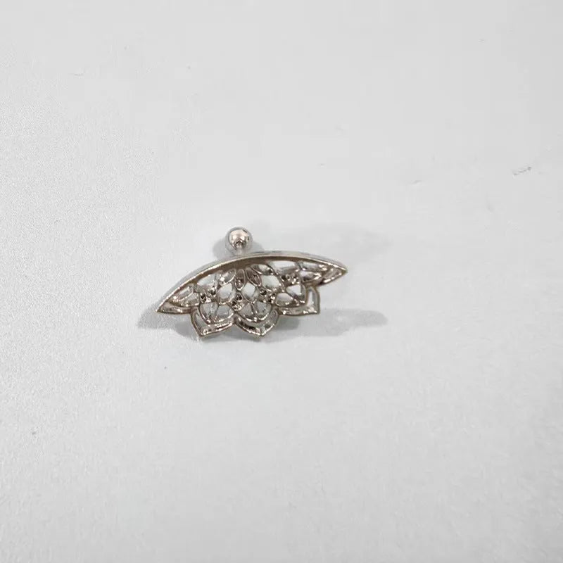 Spider web pattern stud earrings in electroplated gold and silver metal finishes