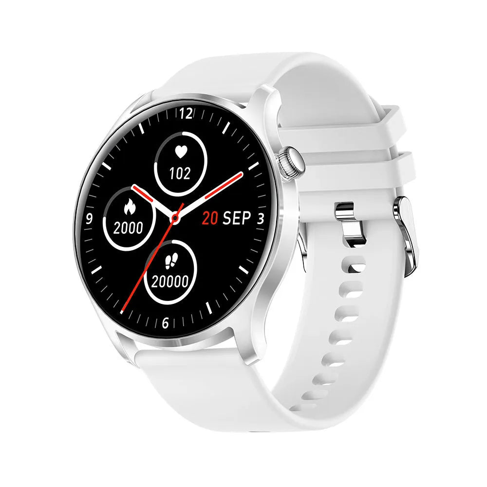 Bluetooth smart watch with heart rate and blood pressure monitoring on a silicone wristband