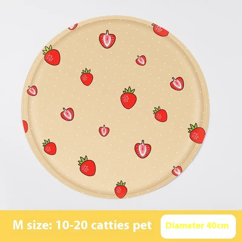 Round pet cooling mat with cartoon bunny design for dogs in 40cm or 50cm sizes