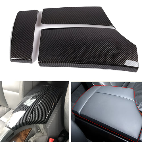 3-piece ABS carbon fibre pattern armrest box protective cover set for car centre console storage