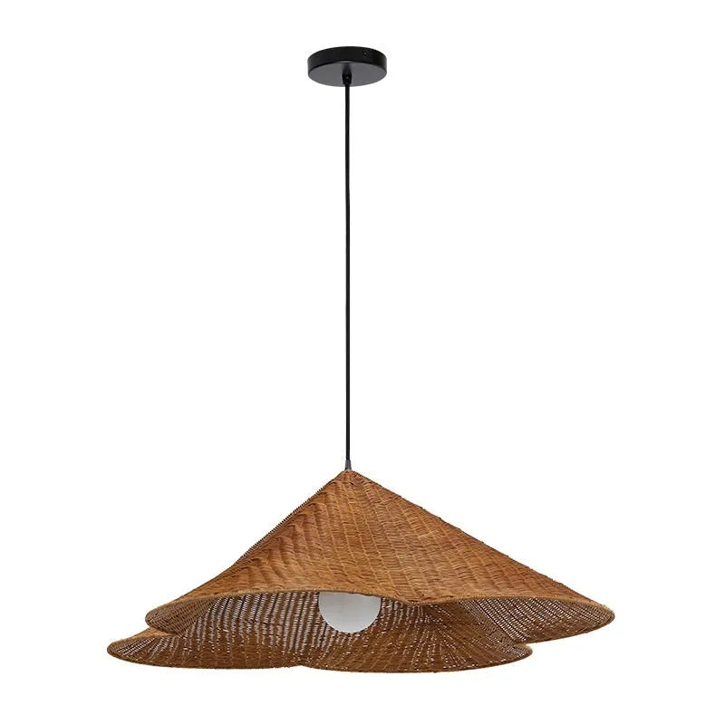 Silent Style rattan-weaved ceiling lamp with woven texture and soft light glow.