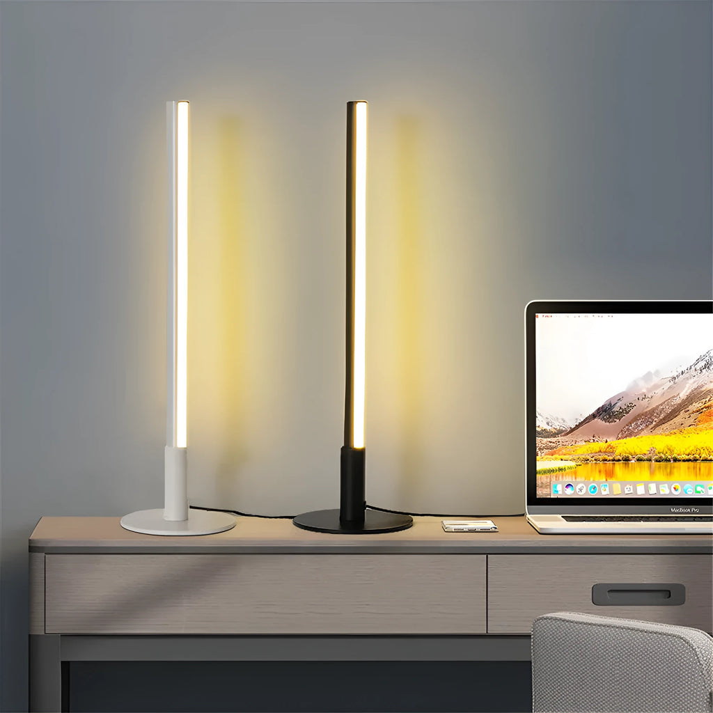 Black retro-style aluminium alloy atmosphere lamp measuring 48.5cm tall with options for warm white or RGB coloured light.