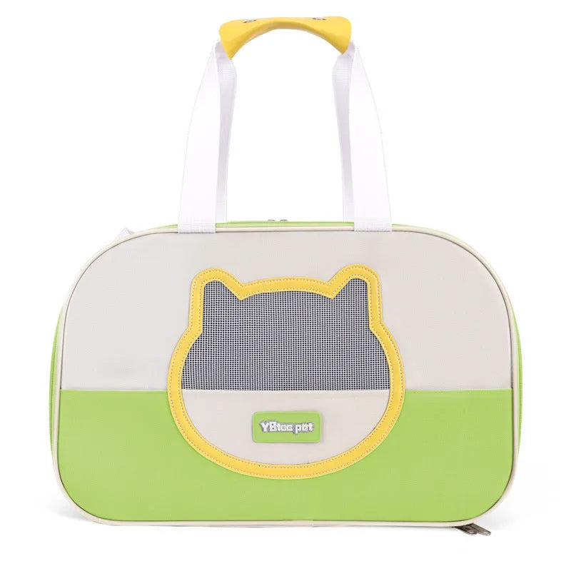 Outdoor portable foldable cat backpack in Oxford cloth with breathable mesh, showing colour options