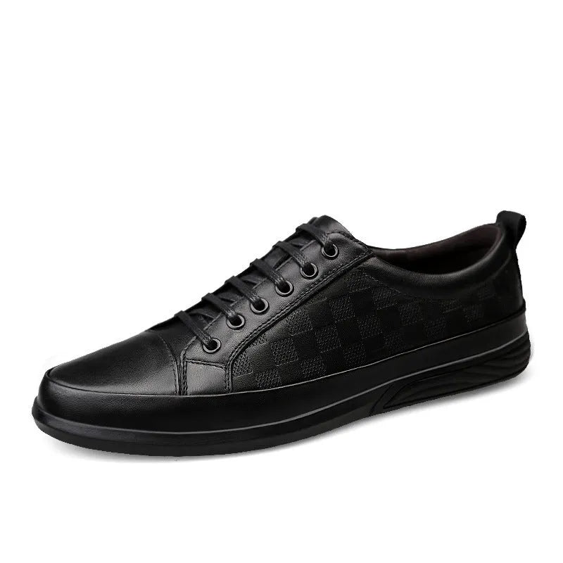Men plus size fashion casual sneakers in black and grey suede leather with rubber sole