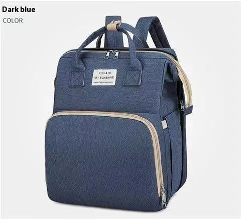 Portable folding mummy bag in multiple colours with curved shoulder strap and USB interface