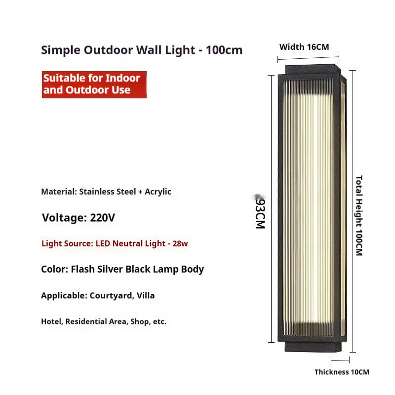 Waterproof stainless steel outdoor wall lamp for courtyard and garden lighting installation