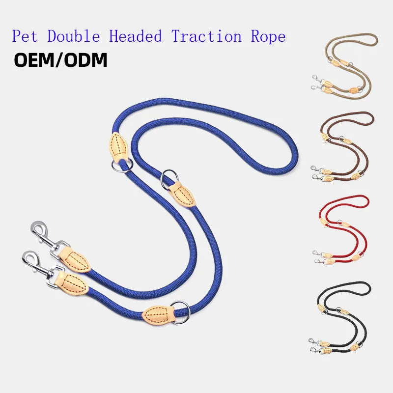 Rope dog training leash with integrated automatic tightening collar for blast race exercises
