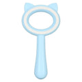 Blue and white double-sided pet grooming brush for cats and dogs on a white background.