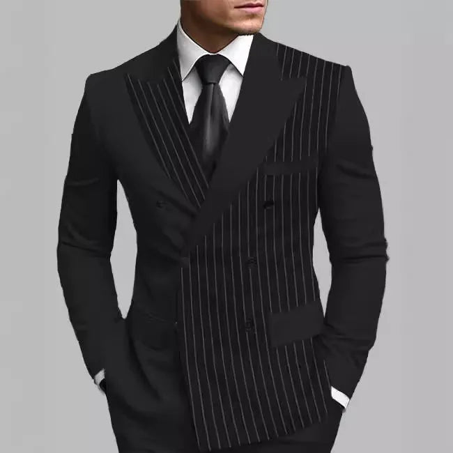 New men's printed posterior median split suit jacket in British style with colour matching pattern and black buttons