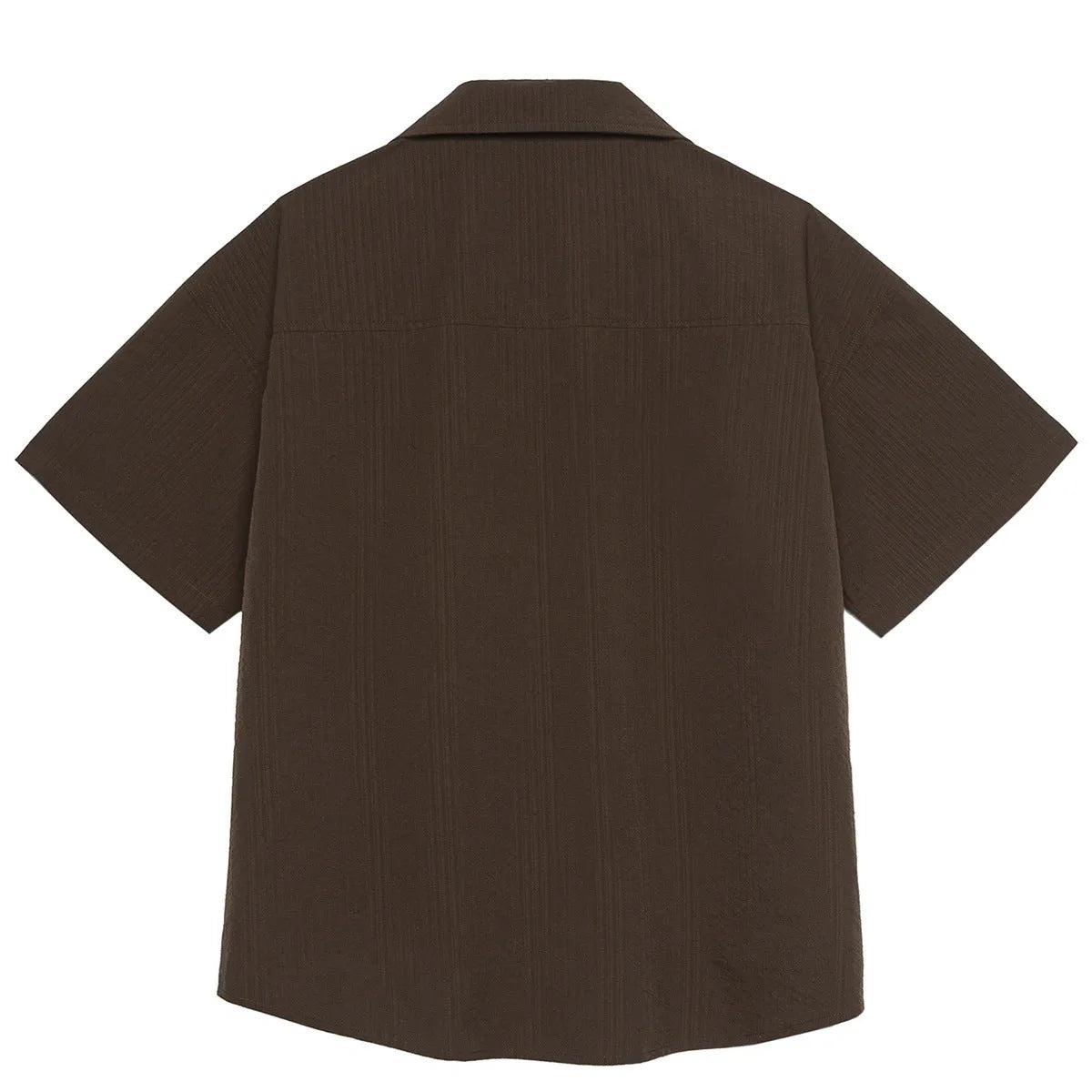 Brown striped outdoor waterproof shirt with Cuban collar and short sleeves for mountain camping