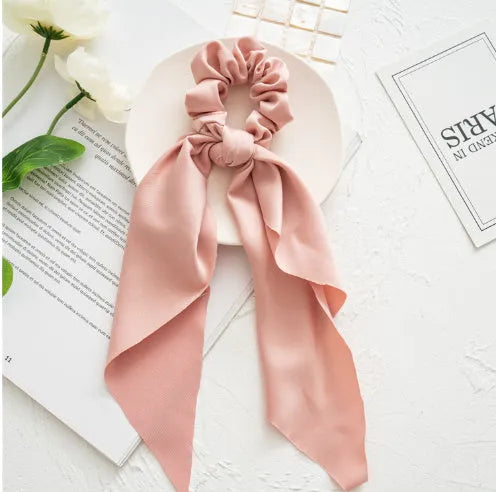 Large intestine ring cloth hairband with floral design in spring dark green colour