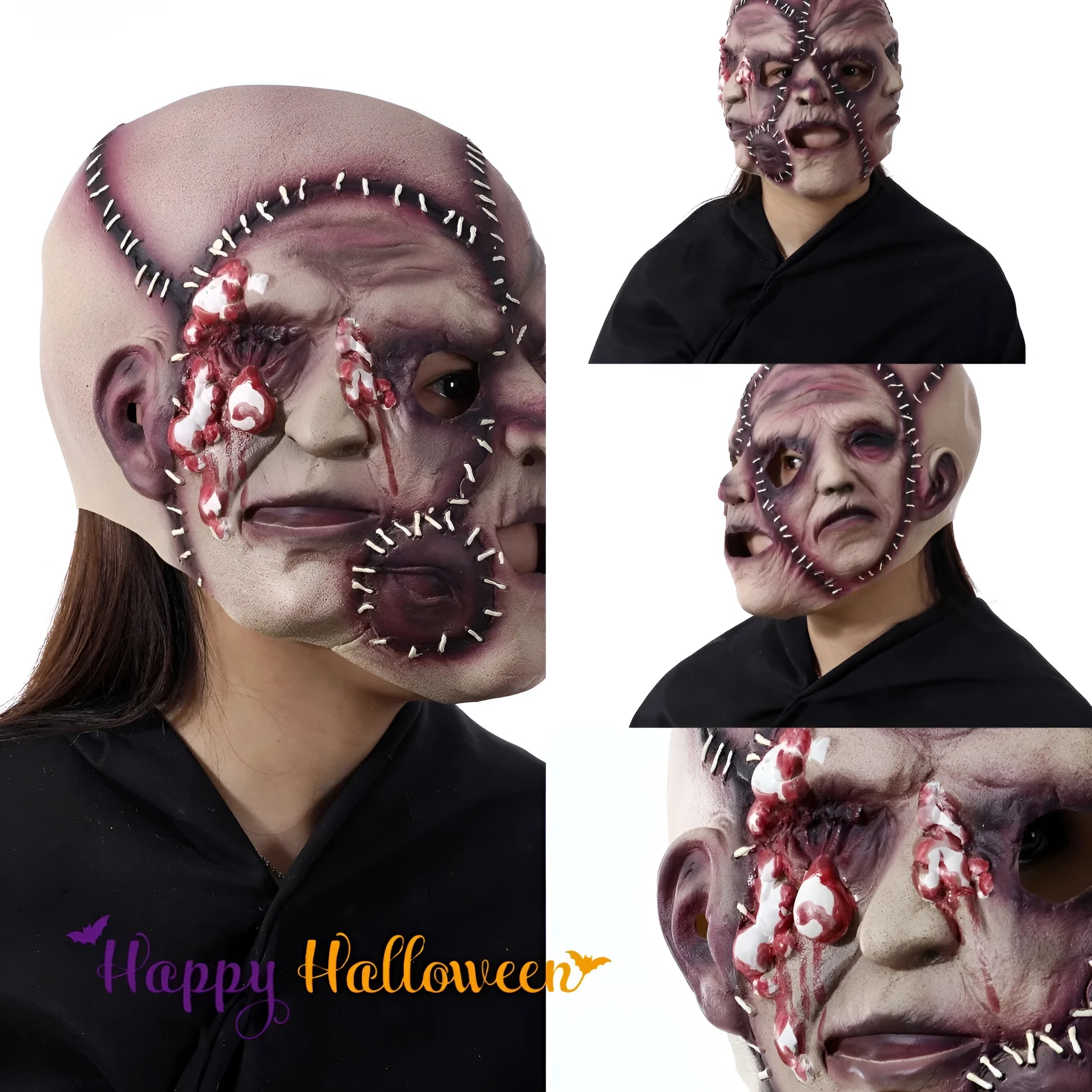 Three-sided Grimace horror latex mask for Halloween costume parties