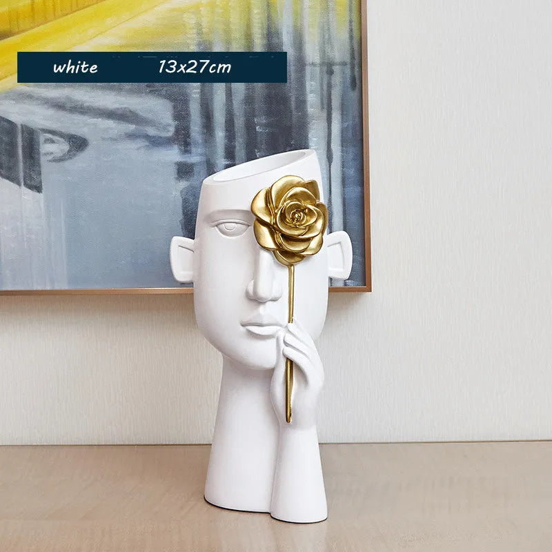White resin hanging vase ornament 13cm length 27cm height simple modern home decor