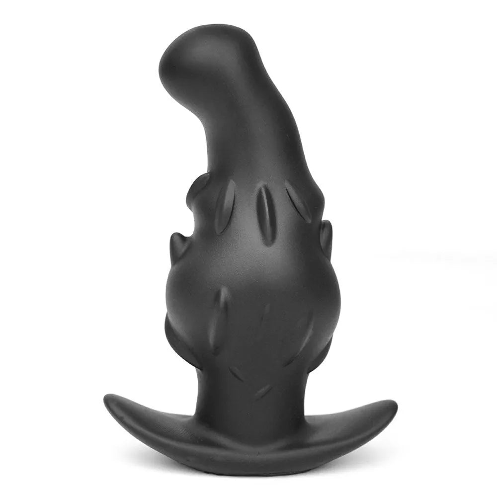Unisex liquid silicone masturbator in black, gold, or purple colour, showing size options S, M, L, XL.