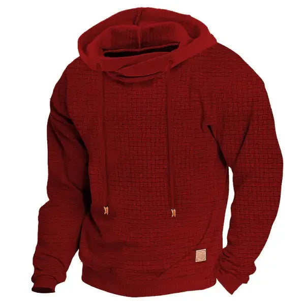 Men's hooded casual pullover coat in gray polyester front view