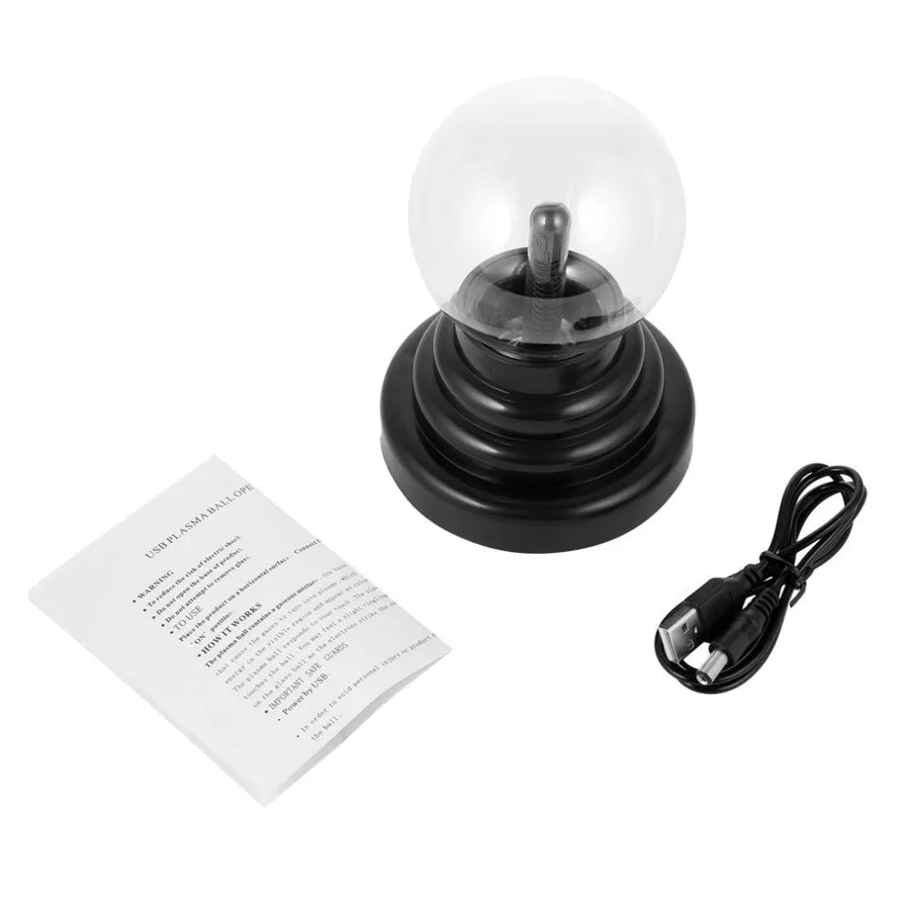 Colourful LED magic ball light with 7.62cm glass sphere on ABS base, USB powered