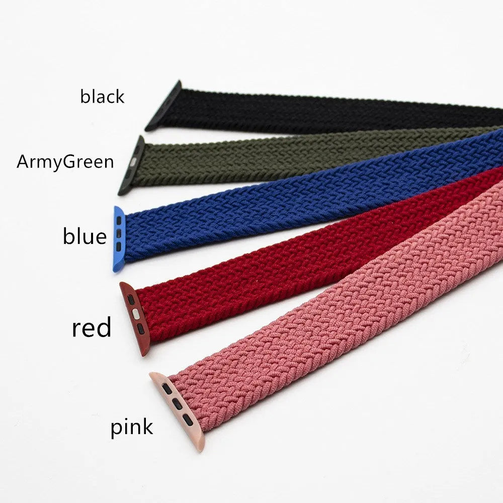 Apple Watch compatible nylon woven strap in multiple colours with plastic head.