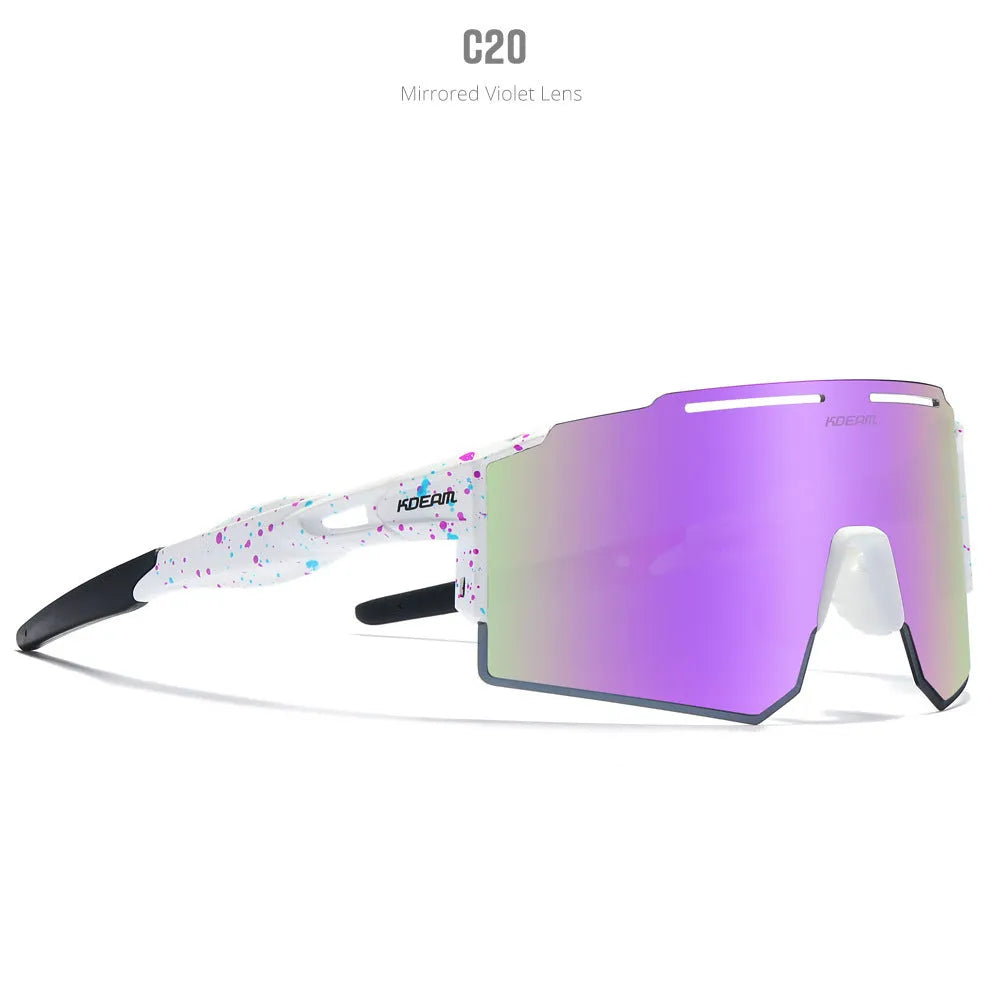 Polarised cycling sunglasses with frameless TR90 frame in sports design