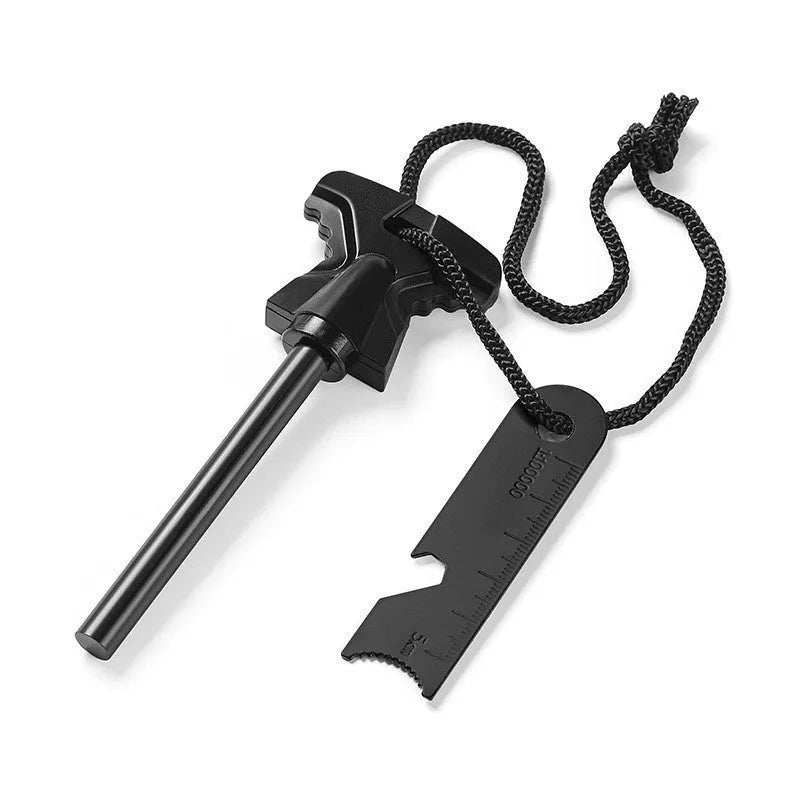 Butterfly-shaped stainless steel survival tool with bottle opener, dimensions 117mm by 43mm